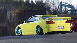 JDM 326POWER WIDE BODY KIT FOR NISSAN SILVIA SPEC R S15 WITH A UNIVERSAL REAR WING ( PHOTOS SHOW THE WING AS FITTED ON A LEXUS). ARRIVED PACKED INTO A MASSIVE BOX !