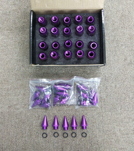 JDM USDM ALUMINIUM SPIKE NUT SET X20 PCS PURPLE M12X1.5