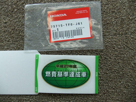 HONDA FIT JAZZ GE6 GP4 GG7 STICKER FUEL CONSUMPTION STANDARD 75715-TF0-J61 PARTS