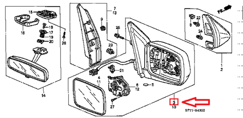 HONDA STEPWGN RF3 MIRROR ASSY., R. DOOR (AUTO TURN) *YR537P* 76200-S7S-J31ZM
