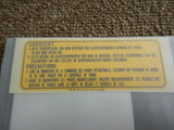 HONDA NSX 1999 LABEL, RETRACTABLE CAUTION 33138-SE3-G00