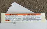 HONDA S2000 AP1 AP2 LABEL PRETENSIONER CAUTION 81459-SZ3-000 supercar spare part