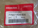 HONDA NSS 300 ABS FORZA 2016 LOCK, R. DOCUMENT 77507-K04-930