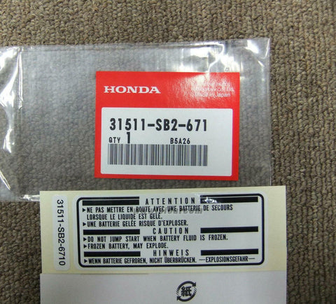 HONDA NSX NA1 NA2 MARK BATTERY CAUTION (MAINTENANCE FREE) 31511-SB2-671 classic