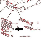 HONDA CIVIC COUPE VTI-R 2000 STICKER, RR. (VTI-R) *TYPEVB* 75723-S02-Q01ZB auto