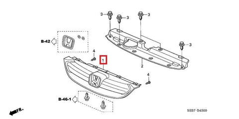 HONDA CIVIC HYBRID ES9 BASE, FR. GRILLE *NH675M* (MAGNESIUM MET) 71121-S5B-003ZJ