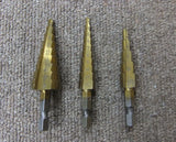 HIGH SPEED STEEL STEP DRILL SET X3 PCS 4-12MM, 4-20MM, 3-12MM